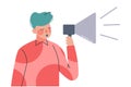 Man with Loudspeaker Spreading Fake News and Misinformation Cartoon Vector Illustration Royalty Free Stock Photo