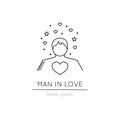 Man in love line icon