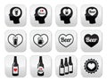 Man loving beer buttons set