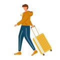 Man with luggage flat vector illustration