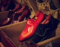 Man luxury hand made red shoes