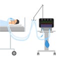 A man lying on the bed with Sleeping Apnea and CPAP.