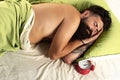 Man lying in bed and sleeping. Man bearded hipster having problems with sleep. Bearded man sleeping on bed in bedroom