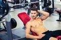 Man lying on the bench at gym Royalty Free Stock Photo