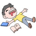 A man lying sleeping snoring on the floor, doodle icon image kawaii