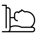 Man lying in tomograph icon, outline style Royalty Free Stock Photo