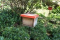 Man-made bee nests made of timber. Royalty Free Stock Photo