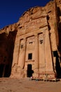 The man-made caves carved in red mountain in Petra - the capital of the Nabatean kingdom in Wadi Musa city in Jordan Royalty Free Stock Photo