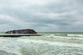 A man-made disaster on the sea coast ran aground and the ship crashed.