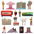 Man-made Disasters Orthogonal Icons