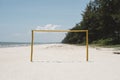 Man-made/handmade goal post by the beach