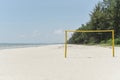 Man-made/handmade goal post by the beach