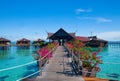 A man-made Kapalai island tropical resort Royalty Free Stock Photo