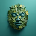 Surrealistic 3d Green Human Face Made With Plants And Leaves Royalty Free Stock Photo