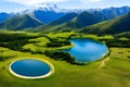 Man-made and Natural Lake on Grassland