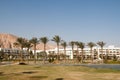 Man-made oasis at the hotel. Taba, Egypt. Royalty Free Stock Photo