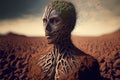 Man made of soil inside earth illustration generative ai