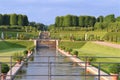 Water canal, ladders, small waterfalls, the green garden of Frederiksborg Castle Royalty Free Stock Photo