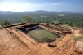 The man made water tank which sits at the summit of Sigiriya Rock Fortress in Sri Lanka.