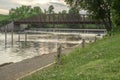 Man-made Waterfall on Mohawk River at Bellamy Harbor Park, Rome, New York (Closeup