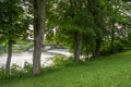 Man-made Waterfall on Mohawk River at Bellamy Harbor Park, Rome, New York (closeup Royalty Free Stock Photo