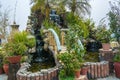 Man-made waterfall in the Park of Kopan monastery, Kathmandu, Ne Royalty Free Stock Photo