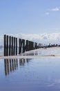 Man made wooden structures Spurn Point UK Royalty Free Stock Photo