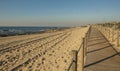 Man made wooden walkway along the coastline in Miramar Portugal