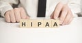 Man made word hipaa with wood blocks Royalty Free Stock Photo