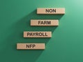 Man made word NFP with wood blocks. Wooden cube blocks. Copy space