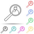man and magnifier multi color style icon. Simple thin line, outline vector of interview icons for ui and ux, website or mobile Royalty Free Stock Photo