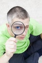 Man with magnify glass Royalty Free Stock Photo