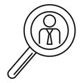 Man magnify glass icon, outline style Royalty Free Stock Photo