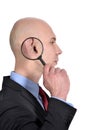 Man with Magnifying ear Royalty Free Stock Photo