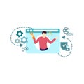 Man maintenance error page internet web people character flat design vector