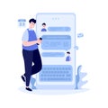 A man makes appointment on mobile chat illustration