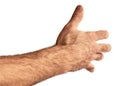 The man makes a grasping motion with a close-up of his hand Royalty Free Stock Photo