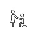 Man makes marriage proposal line icon