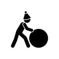 Man makes snowball icon. Simple vector pictogram of winter recreation icons for ui and ux, website or mobile application