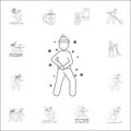 a man makes a snowball icon. Winter icons universal set for web and mobile