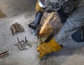 Man makes spikes to puncture the tires of Russian military vehicles during the war