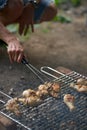 Man making a barbecue Royalty Free Stock Photo