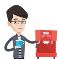 Man making coffee vector illustration. Royalty Free Stock Photo