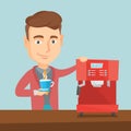 Man making coffee vector illustration. Royalty Free Stock Photo