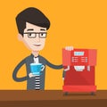 Man making coffee vector illustration. Royalty Free Stock Photo