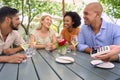 Man Making Contactless Payment At Outdoor Bar Or Restaurant Using Credit Or Debit Card Royalty Free Stock Photo