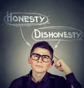 Man making a decision honesty vs dishonesty Royalty Free Stock Photo