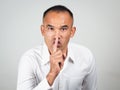 The man making finger on lips silence gesture, pst, shh Royalty Free Stock Photo