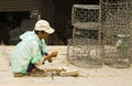 Man Making Fishing Baskets Royalty Free Stock Photo