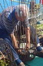 Man making hand made wicker baskets at Newlyn Fish Festival